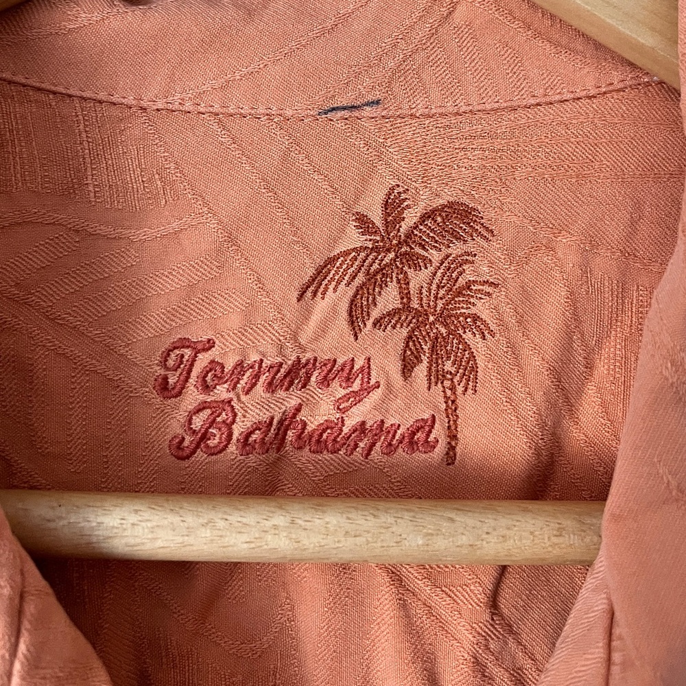 Tommy Bahama Silk Button Down Short Sleeve Shirt Men Large Orange - Picture 4 of 8